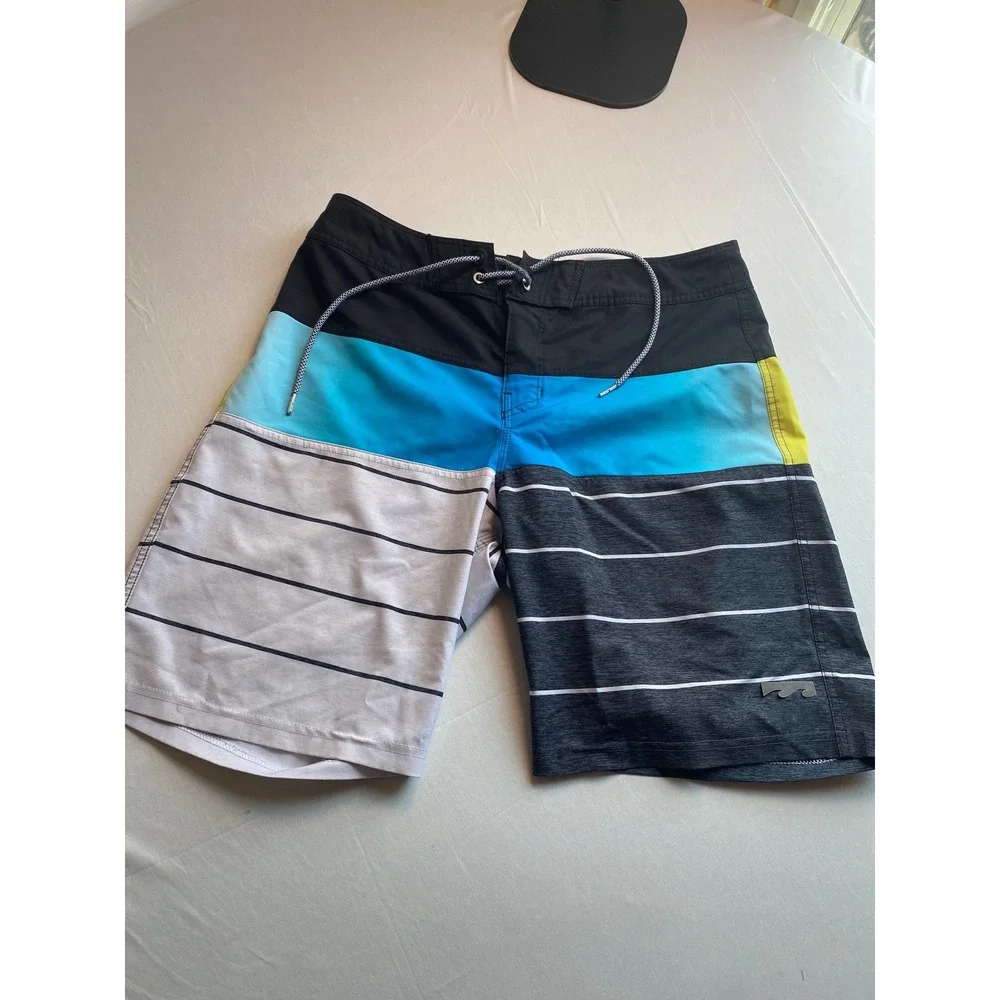 Billabong Platinum X Board Shorts Mens 32 Multi Color Block Striped Swim Trunks